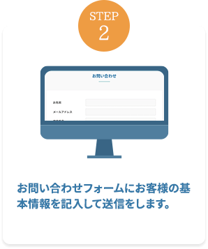 お問い合わせフォームにお客様の基本情報を記入して送信をします。