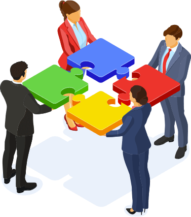 パズルを組み立てる人々